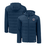 Chicago Cubs Cutter & Buck Stars & Stripes Big & Tall Evoke Hybrid Eco Softshell Recycled Full-Zip Hoodie Jacket Navy