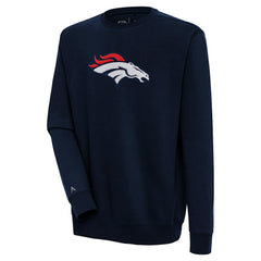 Denver Broncos Antigua Victory Crewneck Pullover Sweatshirt - Navy on sale