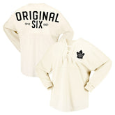Toronto Maple Leafs Fanatics Women's Original Six Lace-Up Spirit Jersey Long Sleeve T-Shirt - Cream T-shirts