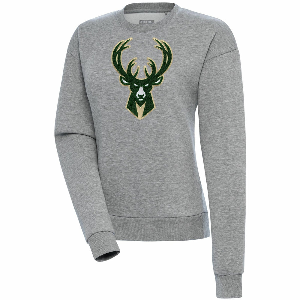 Milwaukee Bucks Antigua Women's Victory Crewneck Pullover Sweatshirt - Heather Gray online