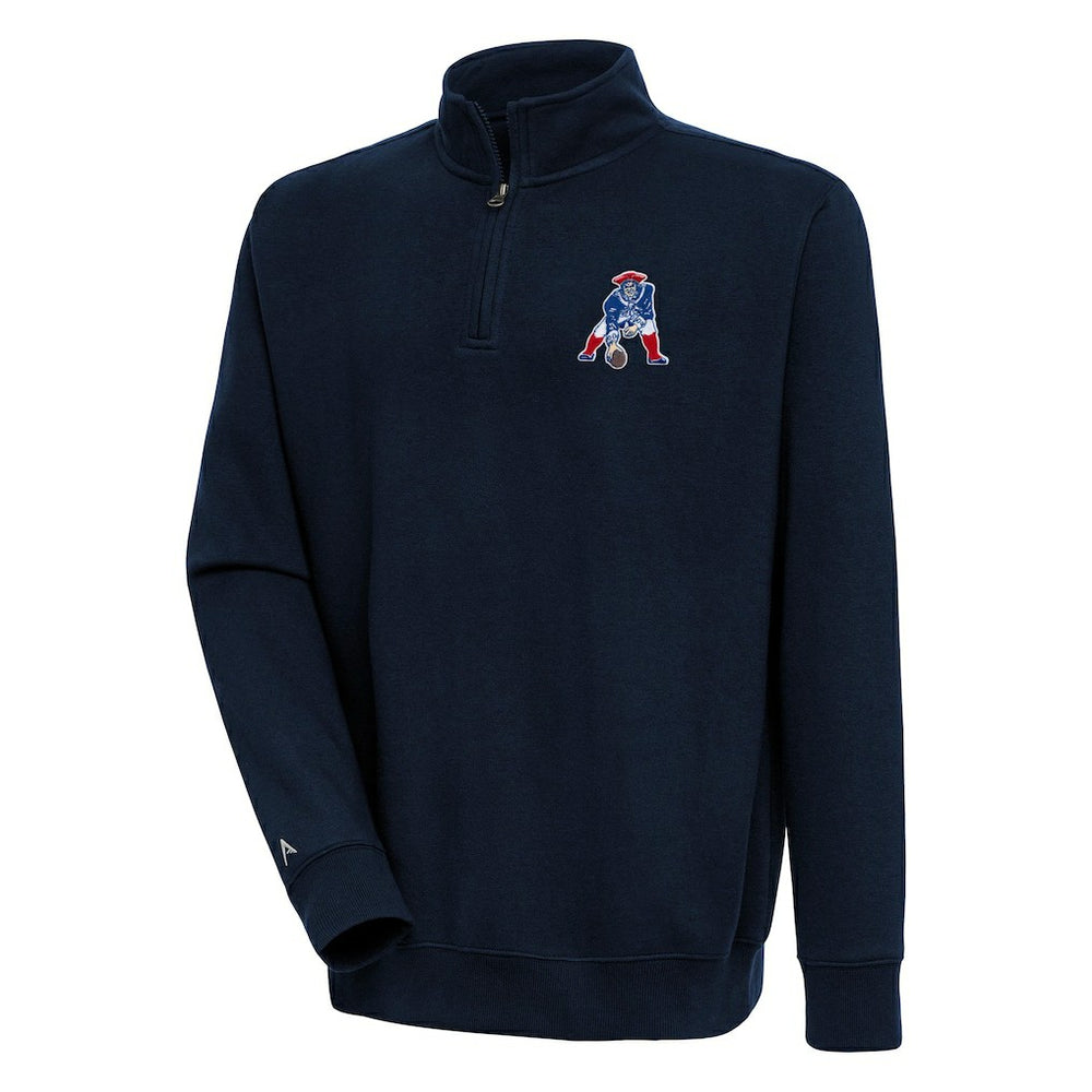 New England Patriots Adult Throwback Logo Victory Quarter-Zip Pullover Top - Navy online
