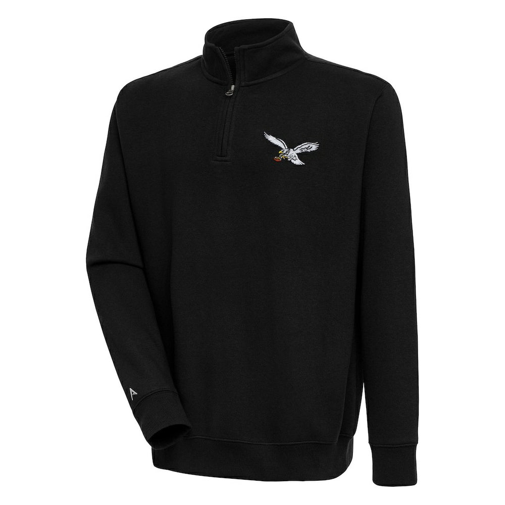 Philadelphia Eagles Adult Throwback Logo Victory Quarter-Zip Pullover Top - Black for sale