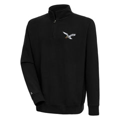 Philadelphia Eagles Adult Throwback Logo Victory Quarter-Zip Pullover Top - Black for sale