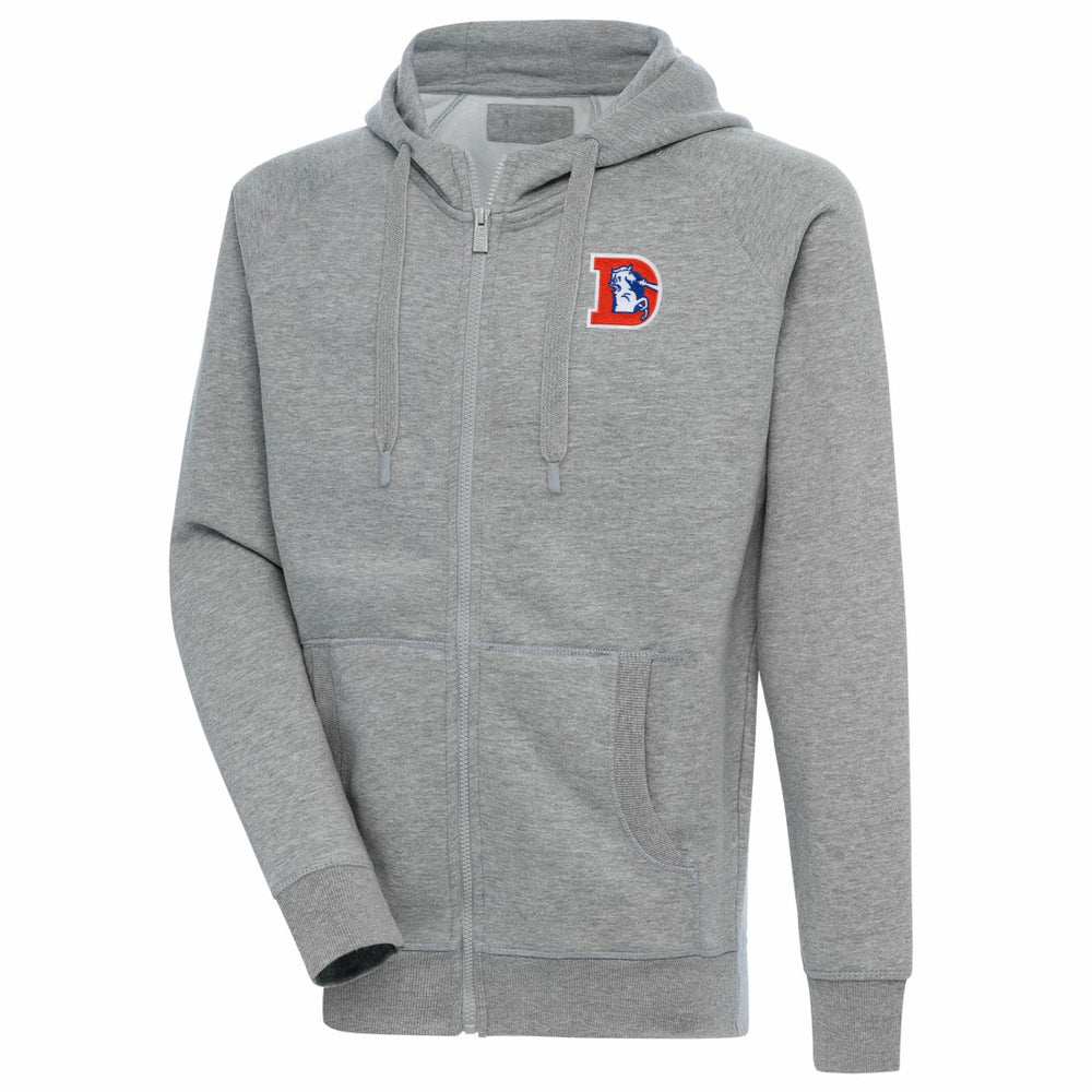 Denver Broncos Adult Throwback Logo Victory Full-Zip Hoodie - Heather Gray outlet