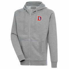 Denver Broncos Adult Throwback Logo Victory Full-Zip Hoodie - Heather Gray outlet