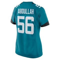 Yasir Abdullah Jacksonville Jaguars Women's Team Game Jersey - Teal cheap