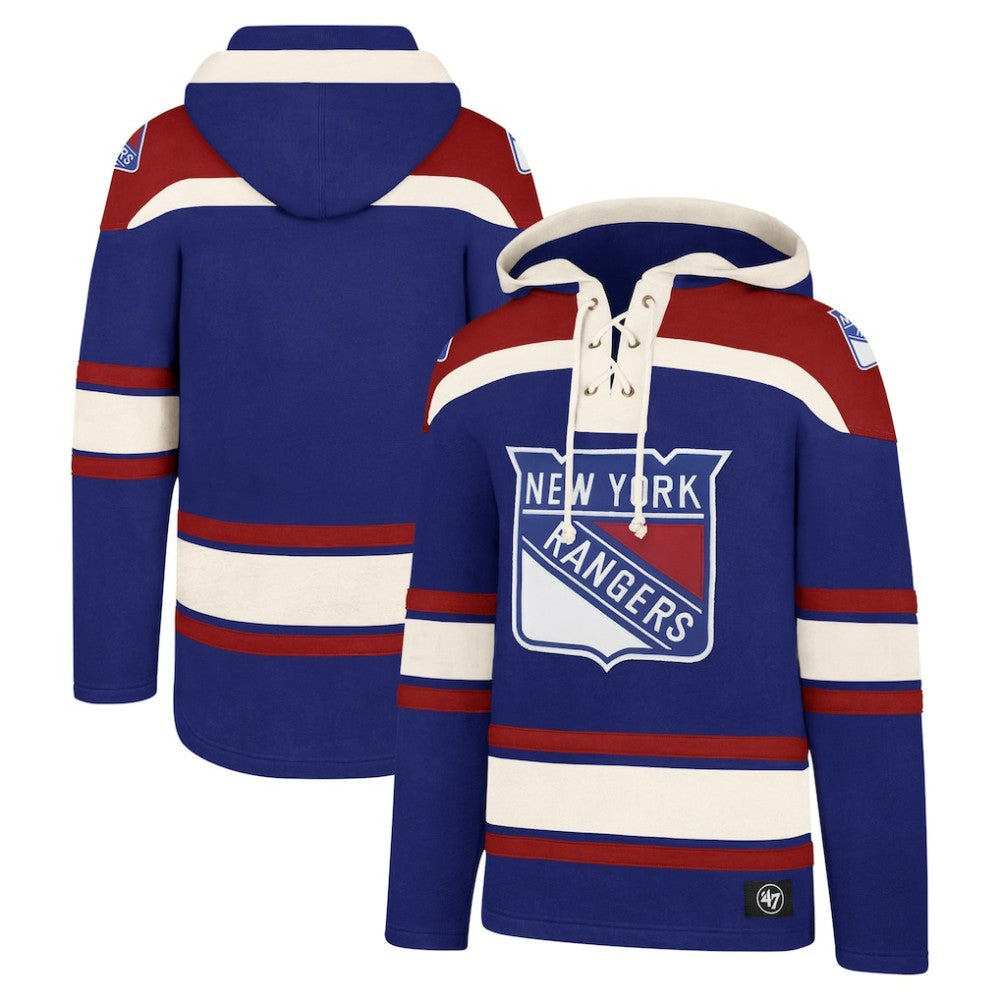 New York Rangers '47 Big & Tall Superior Lacer Pullover Hoodie - Blue Hoodies