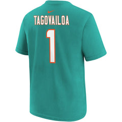 Tua Tagovailoa Miami Dolphins Youth Player Name & Number T-Shirt - Aqua on sale