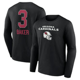 Budda Baker Arizona Cardinals Team Wordmark Player Name & Number Long Sleeve T-Shirt - Black online