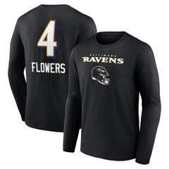 Zay Flowers Baltimore Ravens Team Wordmark Player Name & Number Long Sleeve T-Shirt - Black discount
