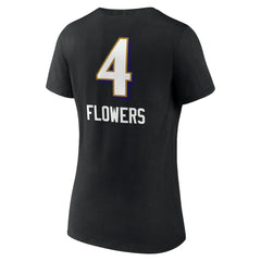 Zay Flowers Baltimore Ravens Women's Team Wordmark Player Name & Number V-Neck T-Shirt - Black outlet