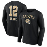 Chris Olave New Orleans Saints Team Wordmark Player Name & Number Long Sleeve T-Shirt - Black on sale