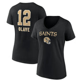 Chris Olave New Orleans Saints Women's Team Wordmark Player Name & Number V-Neck T-Shirt - Black discount