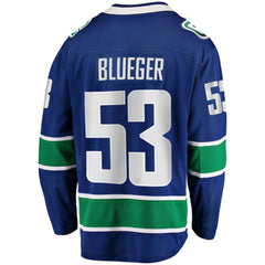 Teddy Blueger Vancouver Canucks Fanatics Home Breakaway Jersey - Blue Jerseys