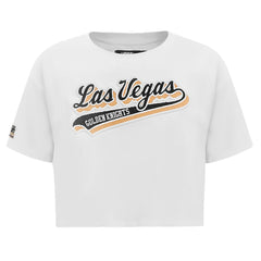 Vegas Golden Knights Pro Standard Women's Boxy Script Tail Cropped T-Shirt - White T-shirts