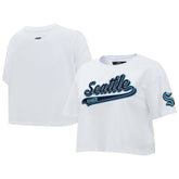 Seattle Kraken Pro Standard Women's Boxy Script Tail Cropped T-Shirt - White T-shirts