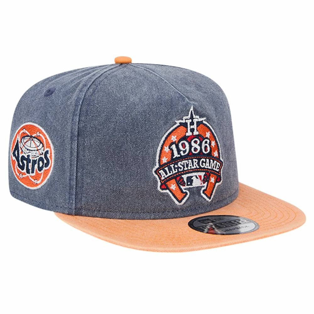 Houston Astros 1986 MLB All-Star Game Pigment Dye Golfer Snapback Hat Navy/Orange