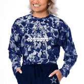 Dallas Cowboys Certo Women's Cropped Long Sleeve T-Shirt - Navy on sale