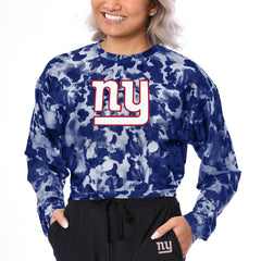 New York Giants Certo Women's Cropped Long Sleeve T-Shirt - Royal on sale
