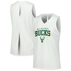 Milwaukee Bucks Levelwear Women's Paisley Peekaboo Tank Top - White sale