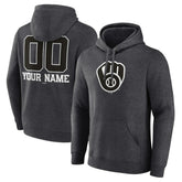 Milwaukee Brewers Personalized Monochrome Name & Number Pullover Hoodie Charcoal