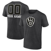 Milwaukee Brewers Personalized Monochrome Name & Number T-Shirt Charcoal
