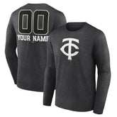 Minnesota Twins Personalized Monochrome Name & Number Long Sleeve T-Shirt Charcoal