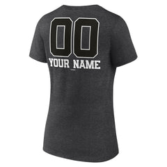 Minnesota Twins Women's Personalized Monochrome Name & Number V-Neck T-Shirt Charcoal