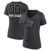 Athletics Women's Personalized Monochrome Name & Number V-Neck T-Shirt Charcoal
