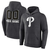 Philadelphia Phillies Personalized Monochrome Name & Number Pullover Hoodie Charcoal