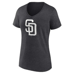 San Diego Padres Women's Personalized Monochrome Name & Number V-Neck T-Shirt Charcoal