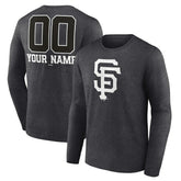 San Francisco Giants Personalized Monochrome Name & Number Long Sleeve T-Shirt Charcoal