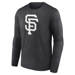 San Francisco Giants Personalized Monochrome Name & Number Long Sleeve T-Shirt Charcoal