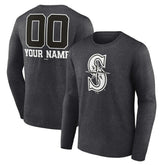 Seattle Mariners Personalized Monochrome Name & Number Long Sleeve T-Shirt Charcoal
