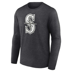 Seattle Mariners Personalized Monochrome Name & Number Long Sleeve T-Shirt Charcoal