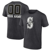 Seattle Mariners Personalized Monochrome Name & Number T-Shirt Charcoal