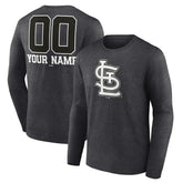 St. Louis Cardinals Personalized Monochrome Name & Number Long Sleeve T-Shirt Charcoal