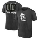 St. Louis Cardinals Personalized Monochrome Name & Number T-Shirt Charcoal