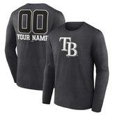 Tampa Bay Rays Personalized Monochrome Name & Number Long Sleeve T-Shirt Charcoal