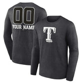 Texas Rangers Personalized Monochrome Name & Number Long Sleeve T-Shirt Charcoal