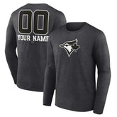 Toronto Blue Jays Personalized Monochrome Name & Number Long Sleeve T-Shirt Charcoal