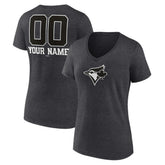 Toronto Blue Jays Women's Personalized Monochrome Name & Number V-Neck T-Shirt Charcoal