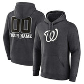 Washington Nationals Personalized Monochrome Name & Number Pullover Hoodie Charcoal