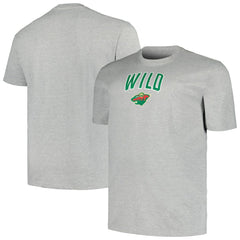 Minnesota Wild Profile Big & Tall Arch Over Logo T-Shirt - Heather Gray T-shirts