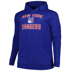 New York Rangers Profile Big & Tall Arch Over Logo Pullover Hoodie - Blue Hoodies