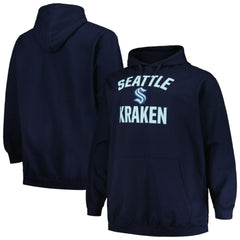 Seattle Kraken Profile Big & Tall Arch Over Logo Pullover Hoodie - Deep Sea Blue Hoodies