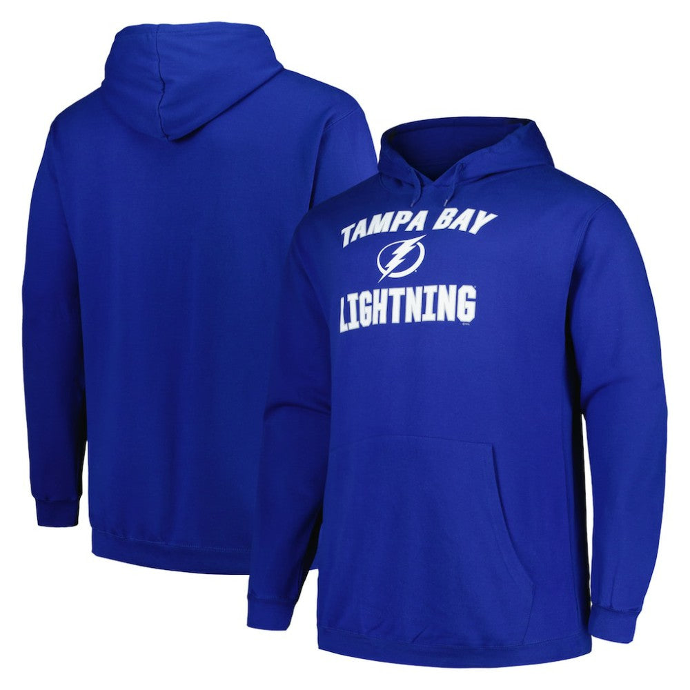 Tampa Bay Lightning Profile Big & Tall Arch Over Logo Pullover Hoodie - Blue Hoodies
