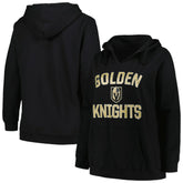 Vegas Golden Knights Profile Women's Plus Size Arch Over Logo Pullover Hoodie - Black Hoodies