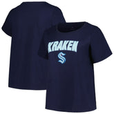 Seattle Kraken Profile Women's Plus Size Arch Over Logo T-Shirt - Deep Sea Blue T-shirts