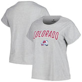 Colorado Avalanche Profile Women's Plus Size Arch Over Logo T-Shirt - Heather Gray T-shirts